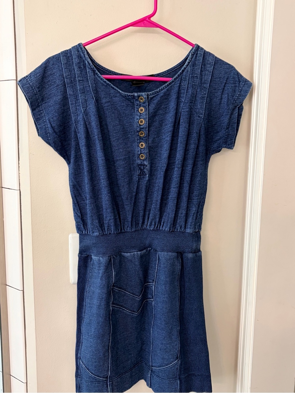 Marc By Marc Jacobs Dark Blue Knit Button-Front Casual Dress